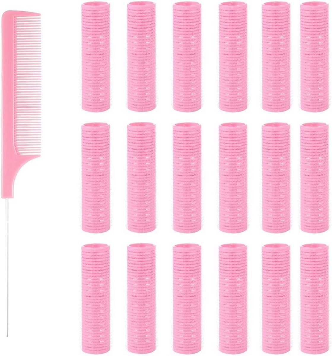 EIROVYA Zelfklevende kleine krulspelden, zelfklevend, voor salon, kappers, ratten, staart, kam, krulspelden, wordt geleverd met een staartkam met stalen naaldpunt, 19 stuks, Brons, M