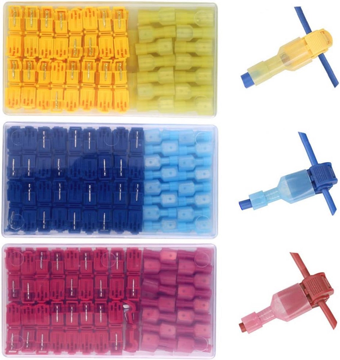 Gebildet 180pcs T-tap Elektrische Connectoren-Heavy-Duty Geïsoleerde Snelkoppelingen en Geïsoleerde Mannelijke Snelkoppelingsset