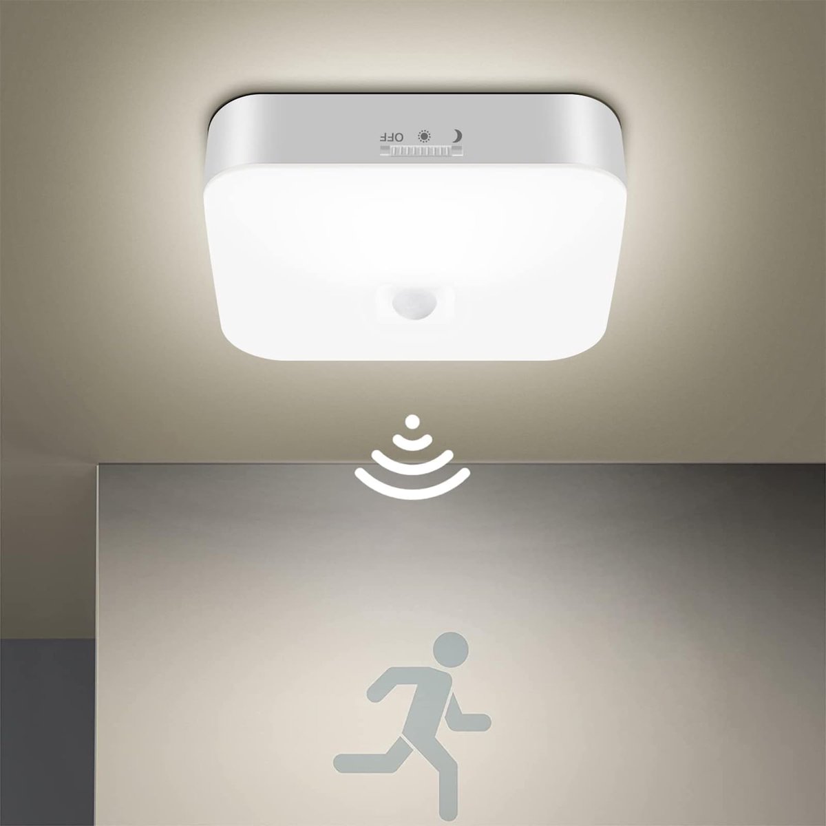 Ynkkvre - Draadloze LED Plafondlamp - Oplaadbare Plafondlamp - Bewegingssensor + 2 Lichtmodi - 1 - Wit