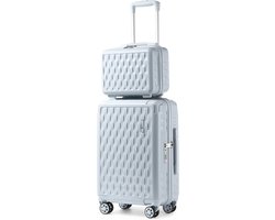 Sea choice Cabin Luggage Suitcase Trolley Suitcase Set 2 Piece Hand Luggage with Cosmetic Bag Corner Protection ABS+PC Hard Shell Suitcase 4 Double Wheels TSA Lock & YKK Zipper 20" (55cm-37L), Ruyao