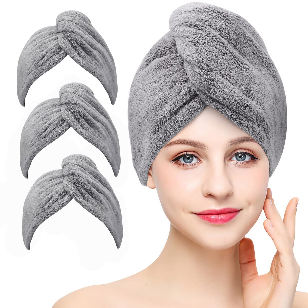 longziming -Super Absorberende Microfiber Haarturban met Knoppen en Lus – Sneldrogende Handdoek voor Haar, Ideaal voor Thuis en Salons