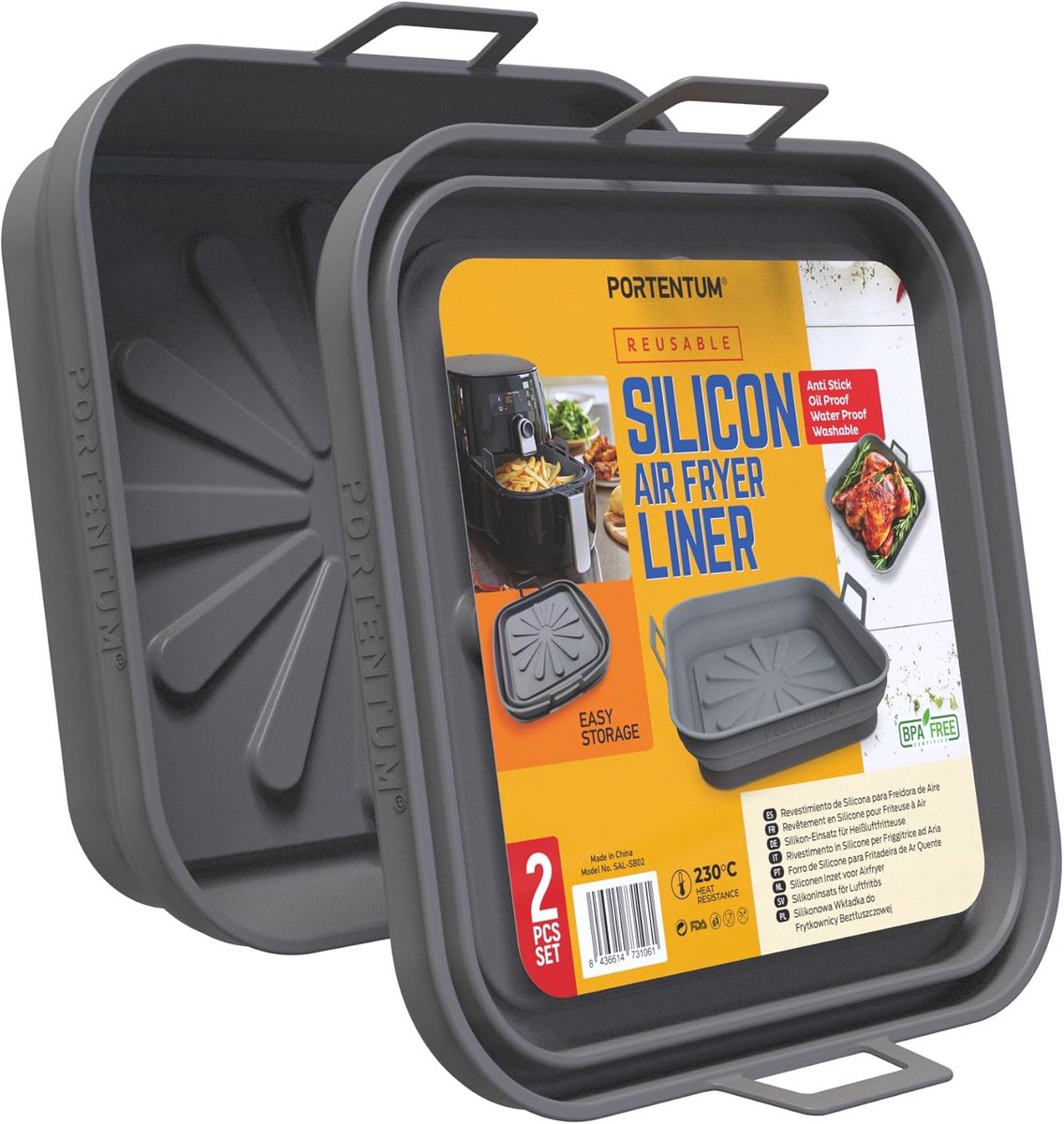 Herbruikbare Siliconen Airfryer Liners – Set van 2 Ronde Vormen (22,5 cm) – Hittebestendig en BPA-vrij – Ideaal voor Airfryer Accessoires
