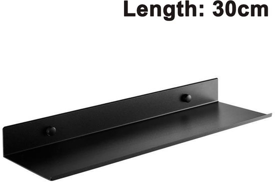 Étagère murale Mini Gigicial - Étagère flottante - Supports en aluminium robustes et installation facile - 1 pièce - Usage bureau + Zwart