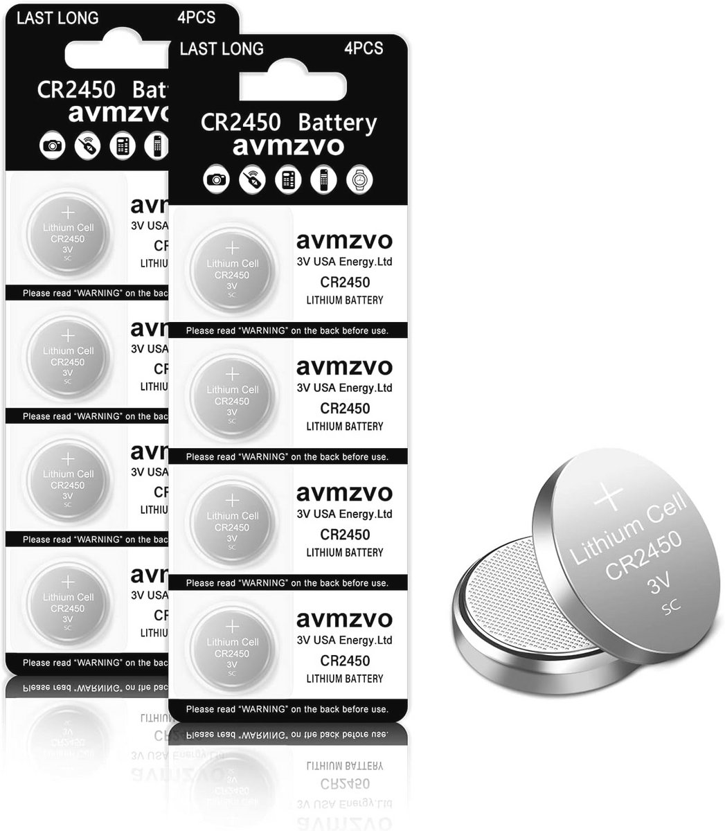 CR2450 knoopcel batterij - 8 stuks - 3V lithium knoopcellen