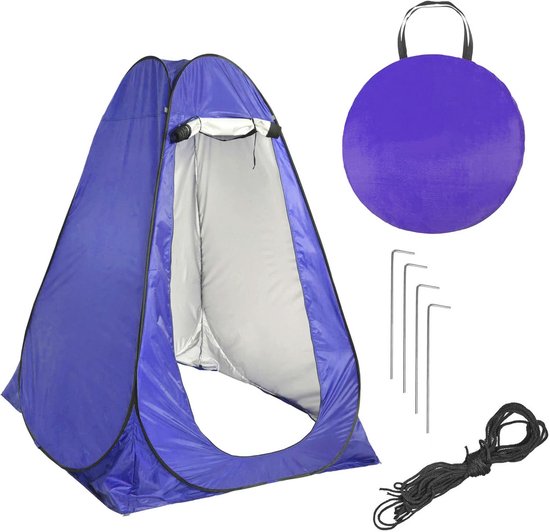 Tente De Douche Pop-up Relaxdays – 190x120x120 Cm, étanche, UV50+, Bleu, Avec Sac De Transport, Pour Camping, Plage, Cabine D'essayage Ou WC Mobile