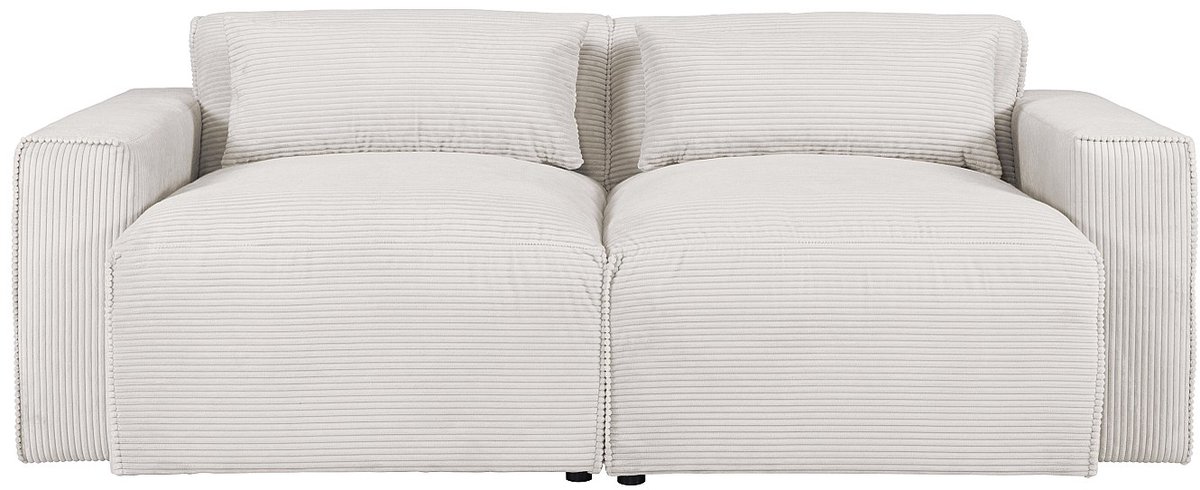 Vente-unique Driezitsbank van beige ribfluweel VELINOR