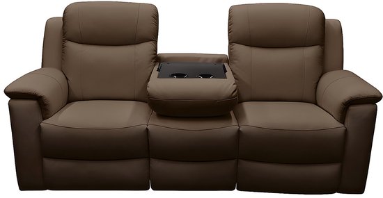 Canapé relax 3 places EVASION en cuir - marron L 205 cm x H 100 cm x P 96 cm