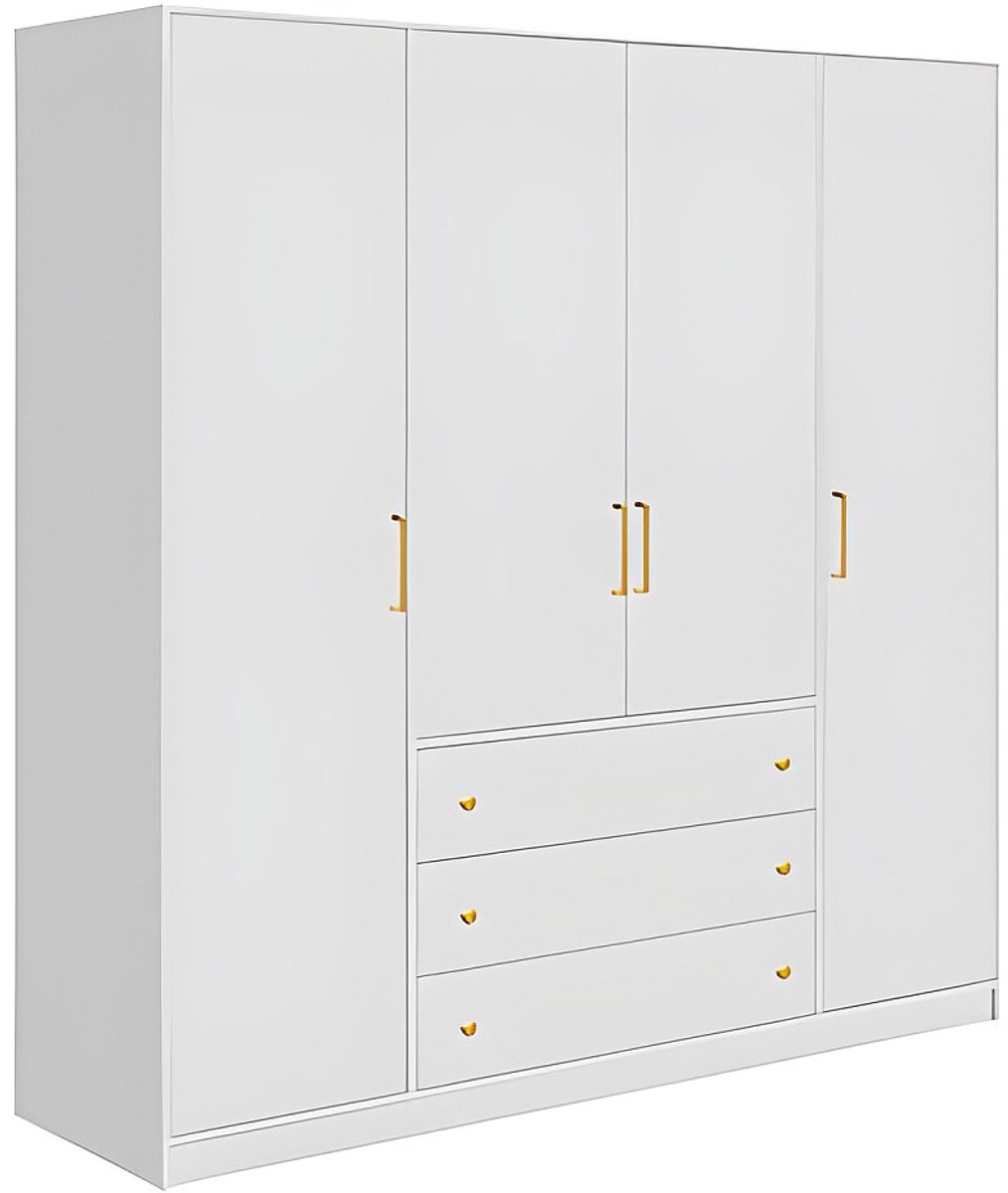 Vente-unique Kast met 4 deuren en 3 lades - L196 cm - Wit - LIZANDRO