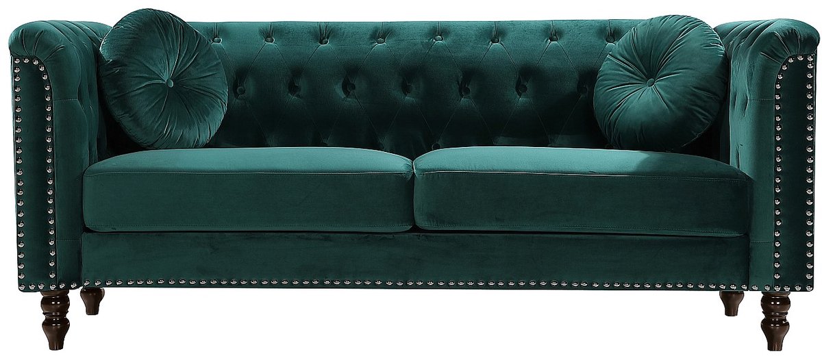 Vente-unique Driezitsbank in smaragdgroene fluweel TURNER Emerald groen