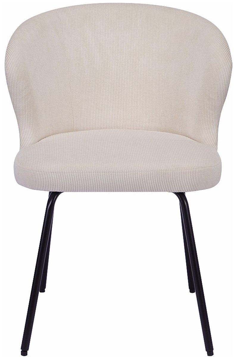 Vente-unique Set van 2 stoelen van ribfluweel en zwart metaal - Crèmewit - RELIOZA