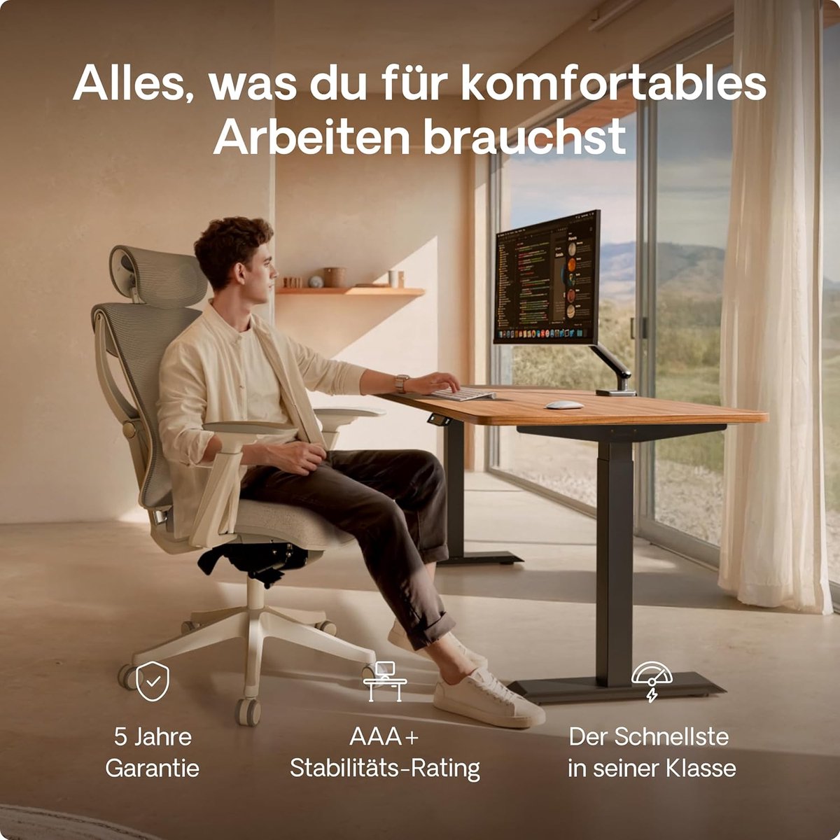Premium Elektrisch Verstelbaar Bureau 160 x 80 cm – Stabiel en Modern Zit-Sta Bureau met Touchscreen, Geïntegreerde USB-C / USB Oplaadpunten, Anti-Botsing Systeem en Kindveilig Slot – Perfect voor Thuiswerk en Kantoor NoviHome