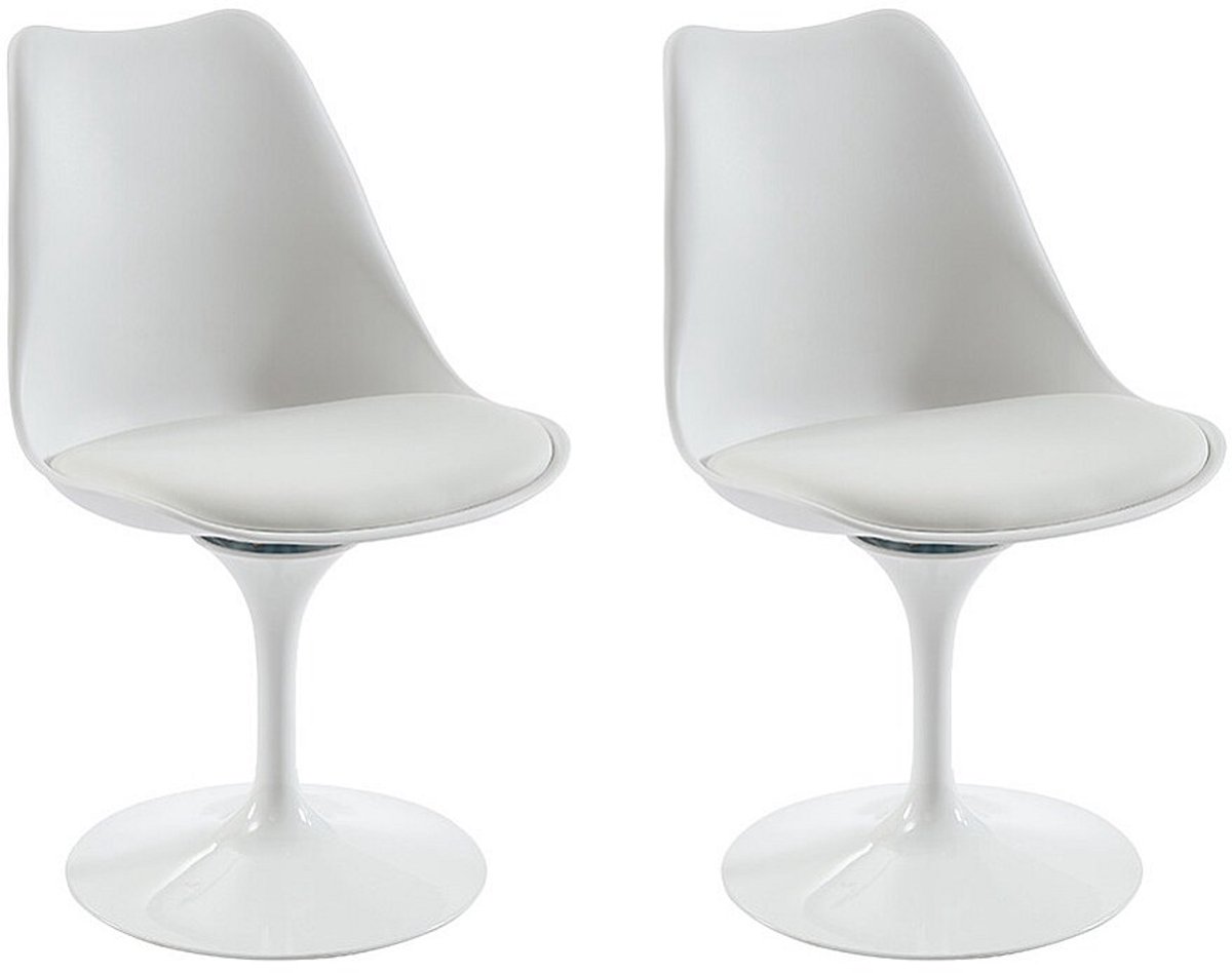 Vente-unique Set van 2 draaibare stoelen van polypropyleen, stof en staal - Wit - XAFY