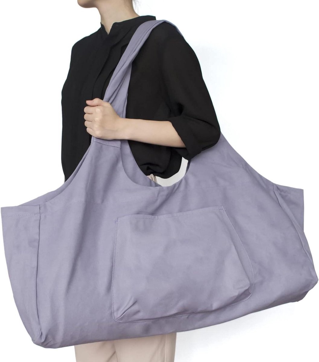 Cosensi - Grote canvas yogatas met ritssluiting, paars, past op de meeste maten yogamatten.