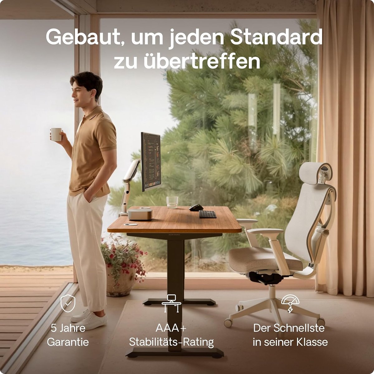 ProLift Dual-Motor Zit-Sta Bureau 160x80 – Elektrisch Verstelbaar Bureau met Touch Panel, 3 Geheugenstanden, USB-A & USB-C, 160kg Draagkracht – Ergonomisch Sta-Bureau – Zwart/Walnoot NoviHome