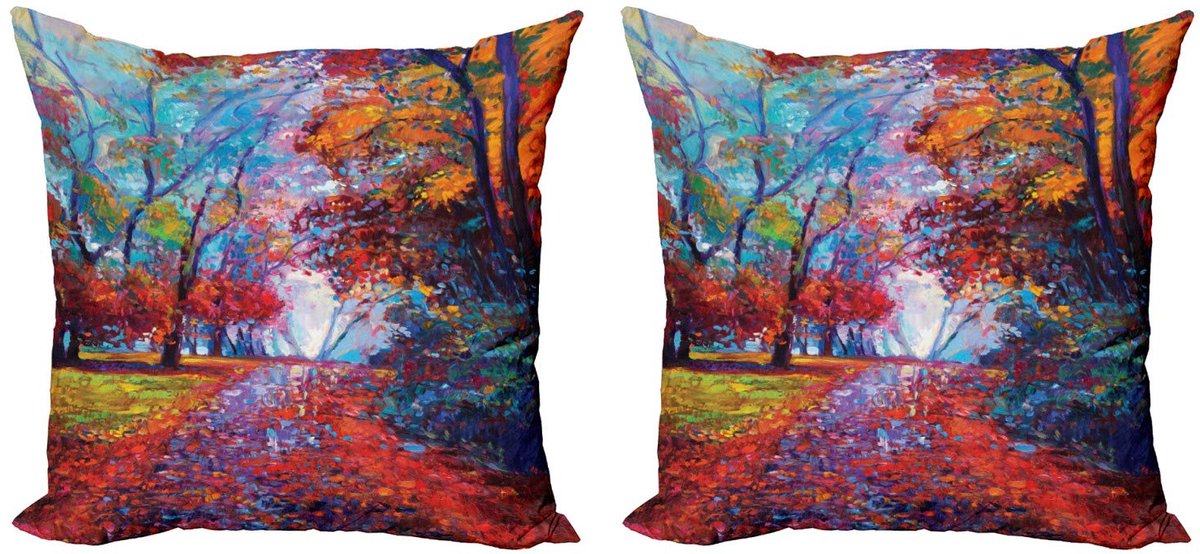 ABAKUHAUS Kussenhoes 2x60x60 cm – Dubbelzijdig bedrukt – Microvezel – Scharlakenrood Meerkleurig