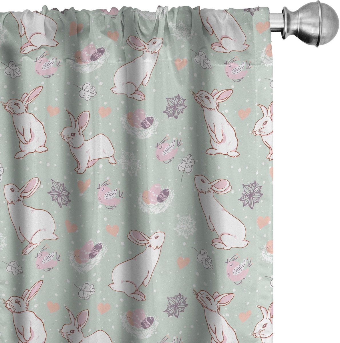 ABAKUHAUS Paasgordijnset – 2x Panelen 75x175 cm – Microvezel – Meerkleurig Mehrfarbig