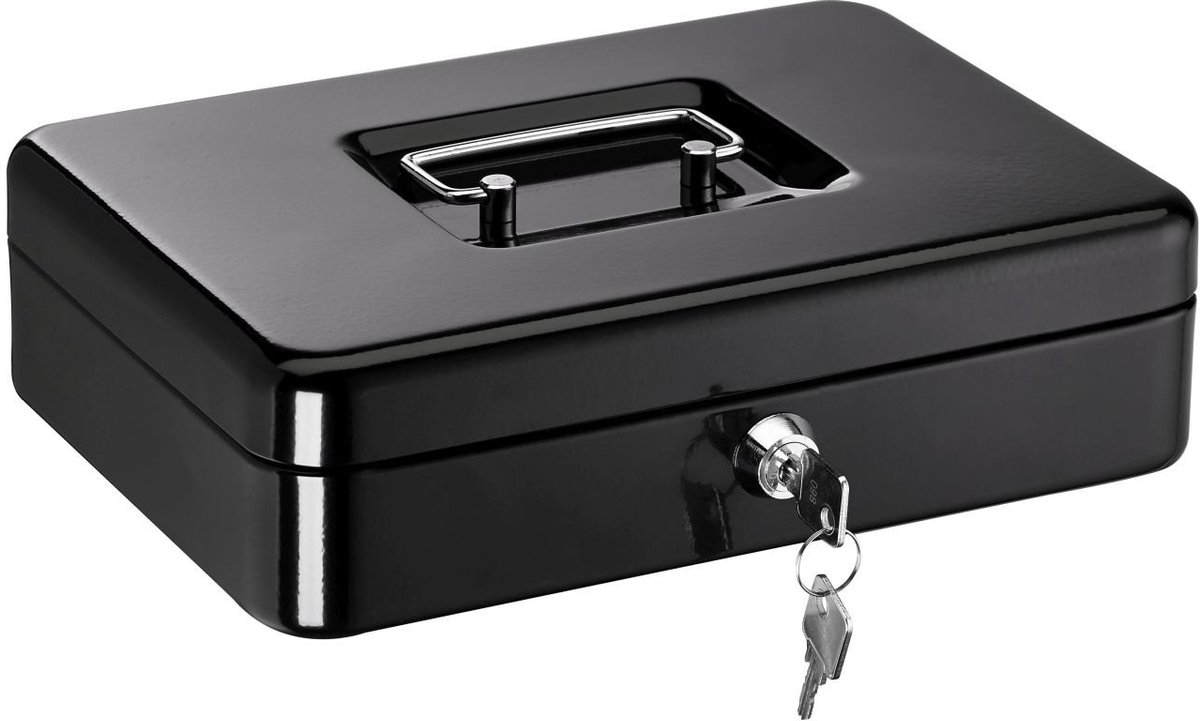 IMPERATORIS® Geldkistje Met Sleutel – Kassalade – Geldlade - Money Box – Spaarpot Volwassenen – Kluisjes Jongen Meisje Kinderen – Voor Markten, Winkels en Thuis - 25 x 17 x 7.5 cm - Zwart