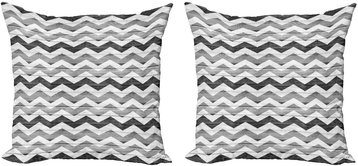 ABAKUHAUS Grijze Kussenhoezen Set 2x50x50 cm – Dubbelzijdig bedrukt – Microvezel Grijs wit