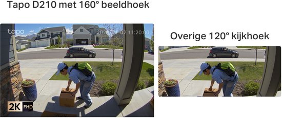 Comparaison de la Tapo D210 avec un angle de vision de 160° et une autre sonnette avec un angle de vision de 120°.