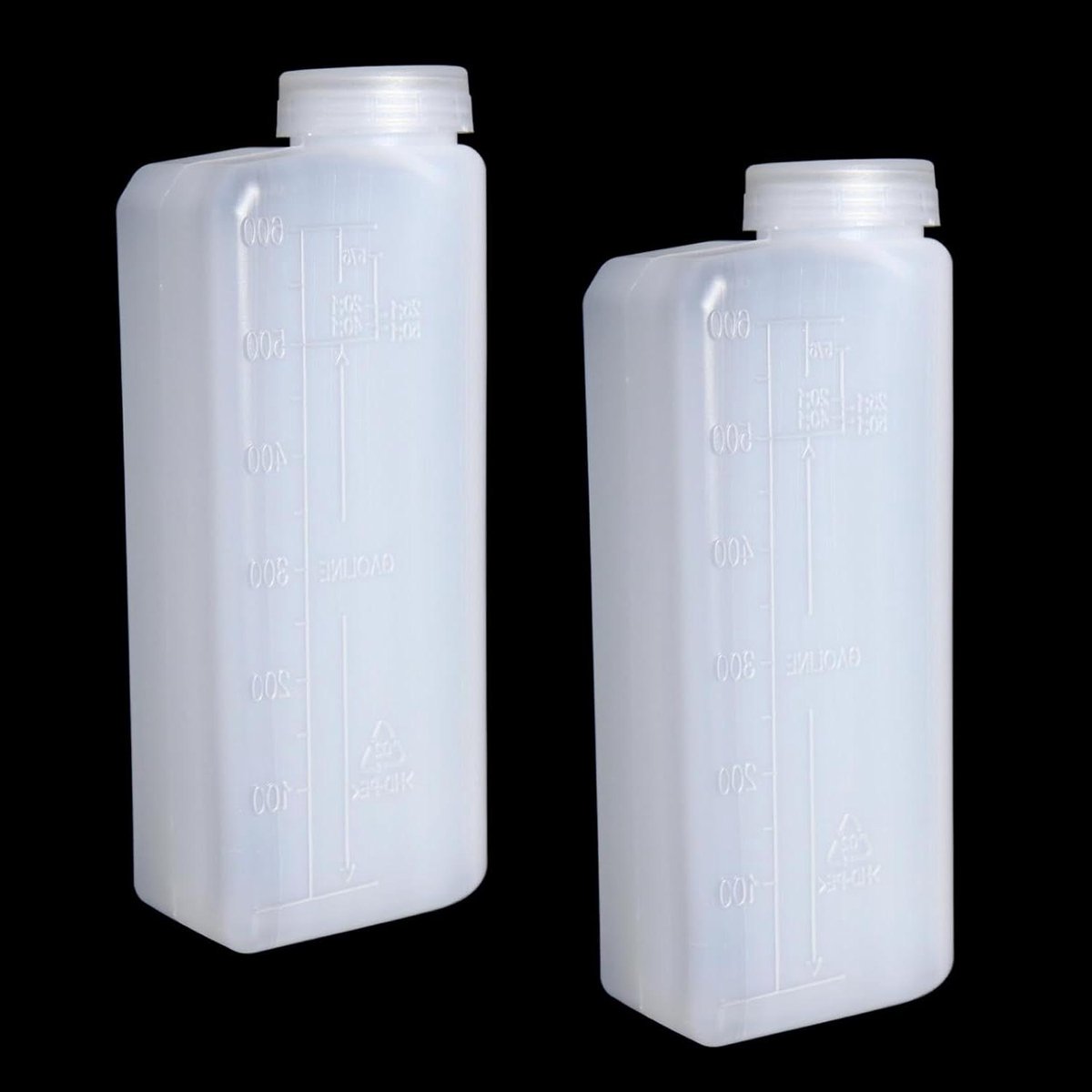Cosensi - 2 stuks 2 Takt Olie Mengfles Jerrycan 600 ml - Maatschaal - Lekvrije Schroefdop - Makkelijk Schoon te Maken