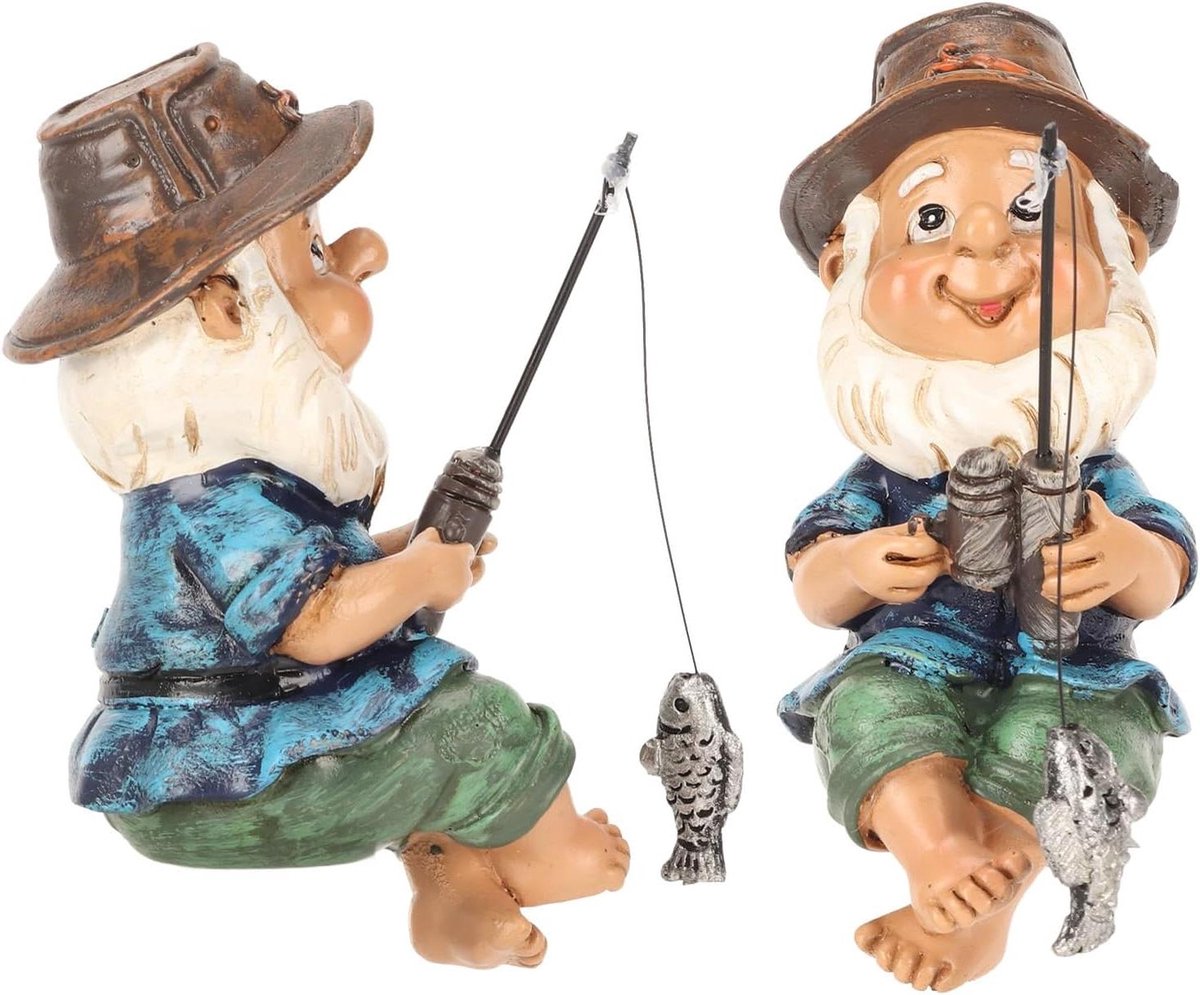 Cosensi Tuinbeeld van Vissende Oude Man | Decoratie voor Buitenterras en Tuin | Geschenkidee | 3,9 Inch hoog