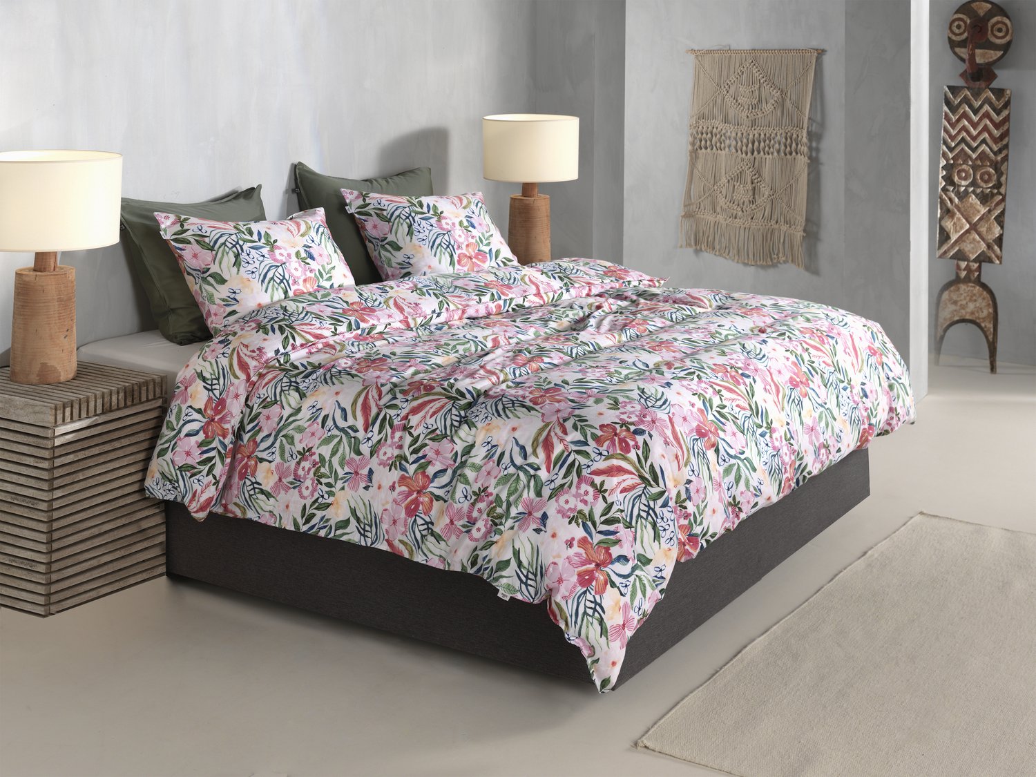 Zohome Dekbedovertrek Evita - Deken - Dekbed - Multi - 100% Katoen-Satijn - Bloemen - 2 slopen 60/70 cm