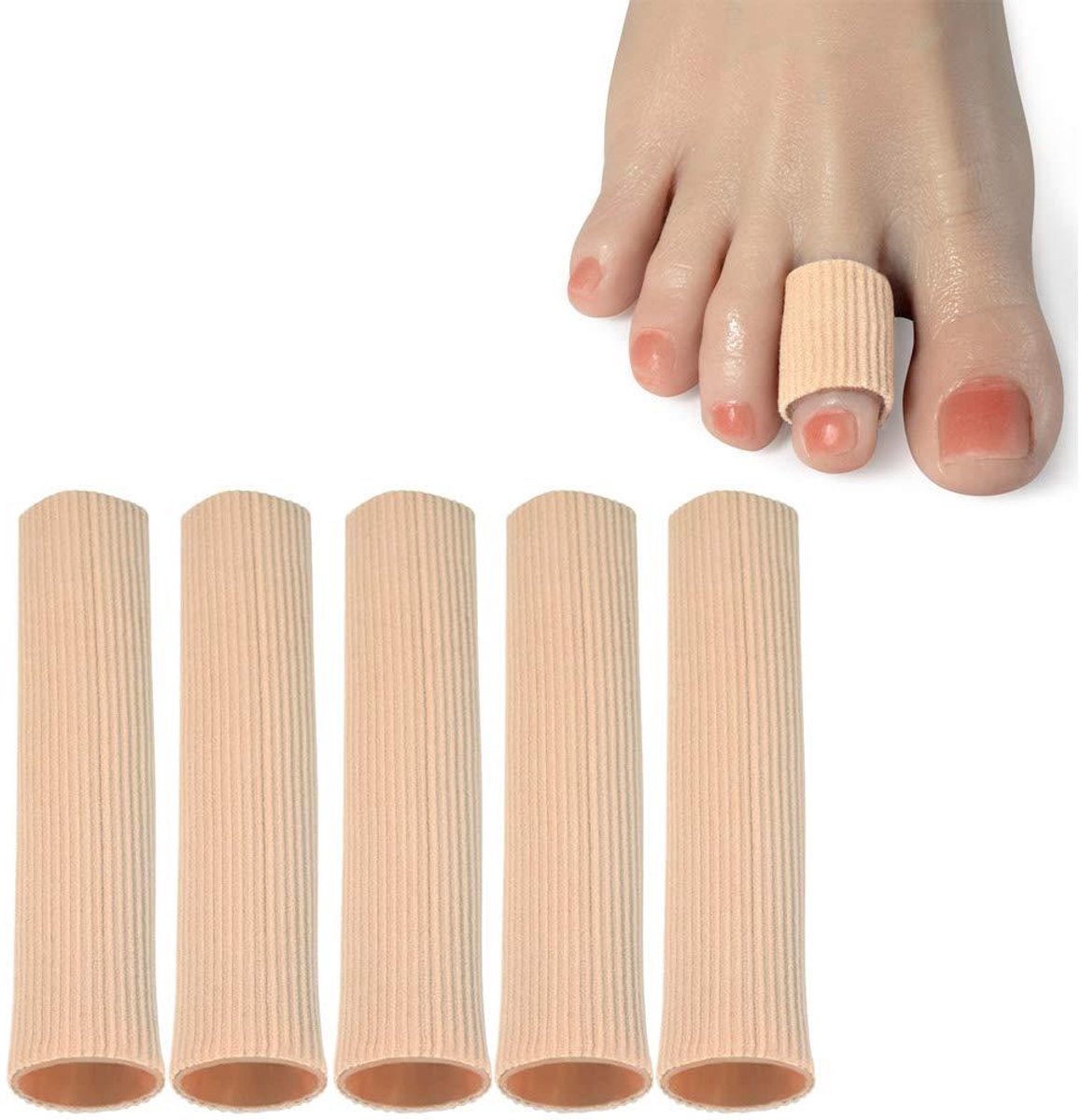 TuseRxln Hamerteen & Hallux Valgus Teencorrector – Verlicht Druk en Wrijving – 5 Stuks – Lichtblauw – Voor Gevoelige Tenen