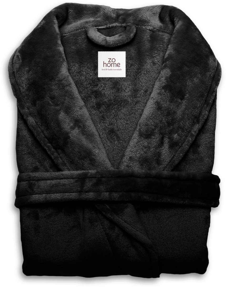 Zohome Badjas Cara - Kamerjas voor Dames en Heren - Maat XL - Ochtendjas - Geschikt voor de Sauna - Zwart