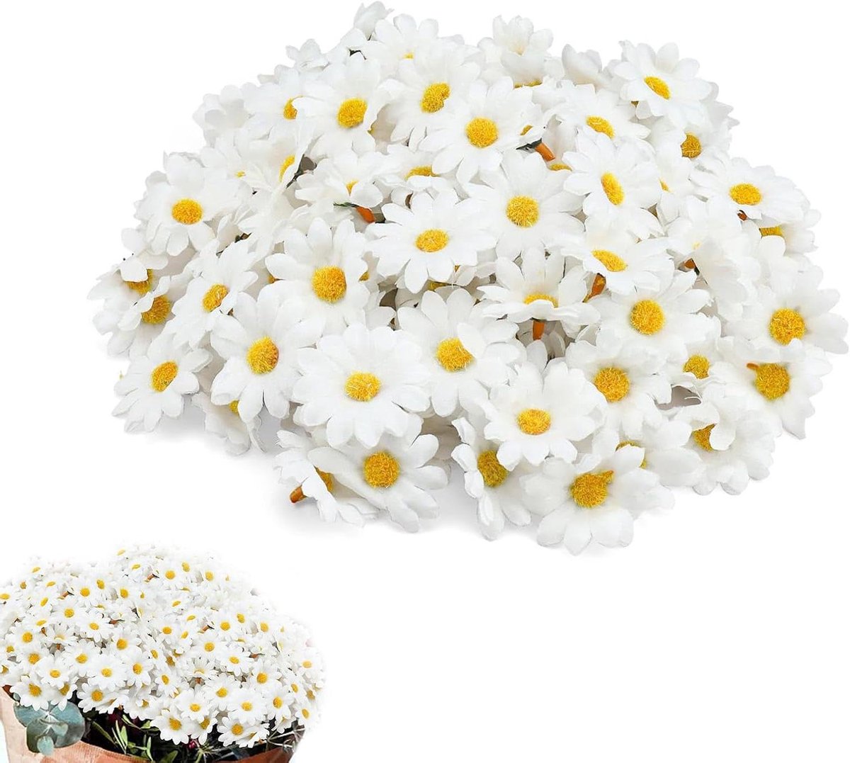 Cosensi Kunstbloemen 200 stuks holle korte steel vilten bloemen geel diameter 4 cm bruiloftsbloemen sierbloemen bloemenaccessoires Any