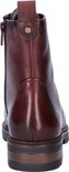 Donkerrode leren veterboot met rits en grove zool, van achteren gezien.