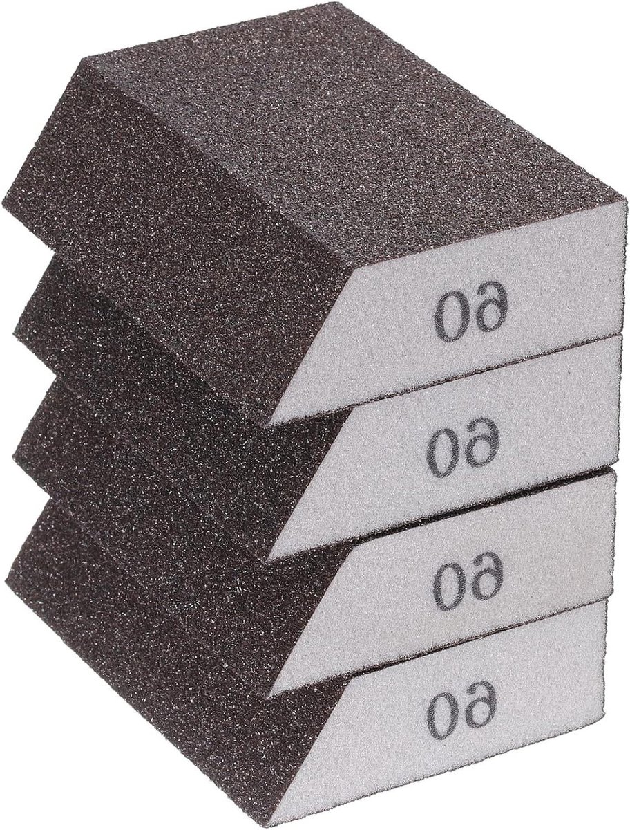 Cosensi - Schuursponsblokken 4 stuks - korrelgrootte 120 180 - schuine rand - 10 x 7,1 cm - wasbaar - herbruikbaar - polijsten keukenmetaalhout