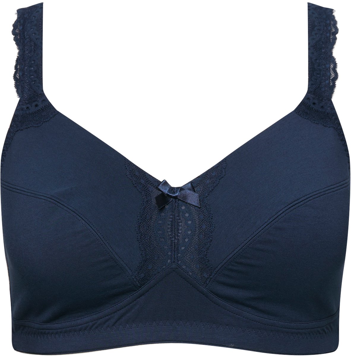 Ulla Popken Dames - Softbeha kanten detail zonder beugels - Nachtblauw