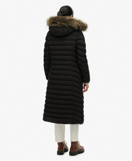 Superdry - Fuji Lange Jas Met Bontkap - Dames - Gewatteerde jassen