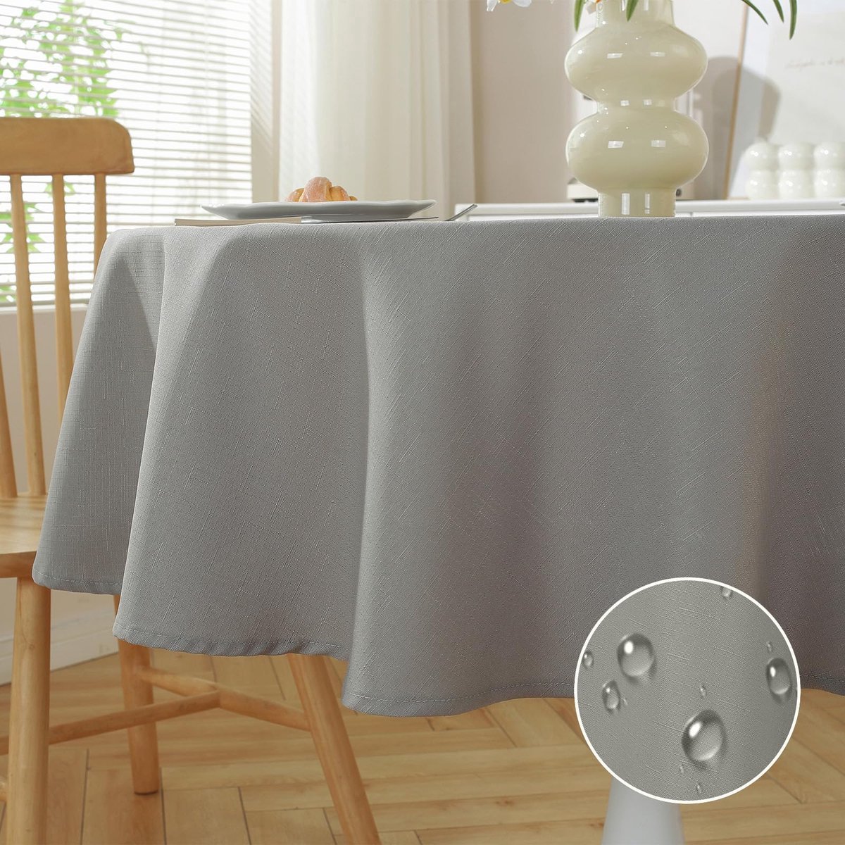 Stunq® Afwasbaar Tafelkleed 150cm Polyester Grijs Waterdicht Lotuseffect