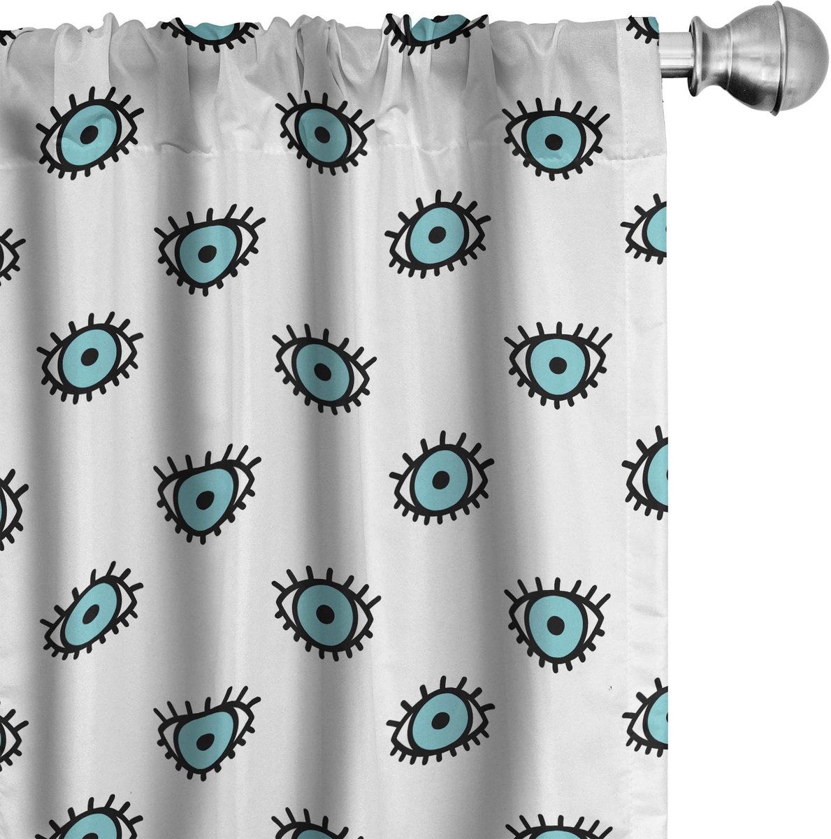 ABAKUHAUS Doodle Ogen Voorhang 2x75x175 cm – Seafoam/Wit Zeegroen