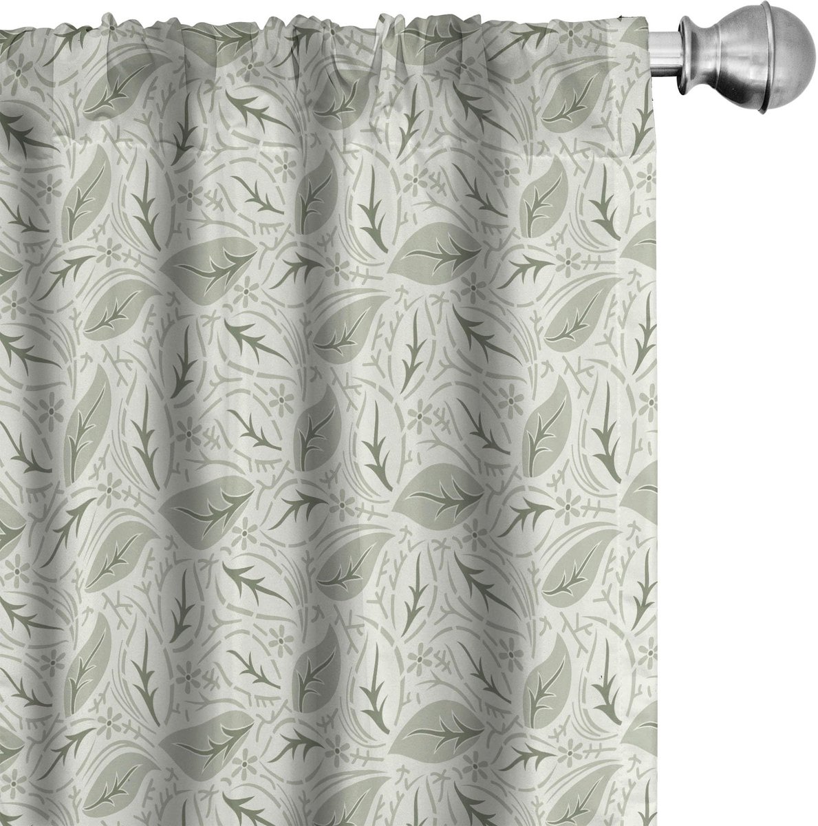 ABAKUHAUS Gordijnen – Bladeren print – 2x75x175 cm – Crème Groen