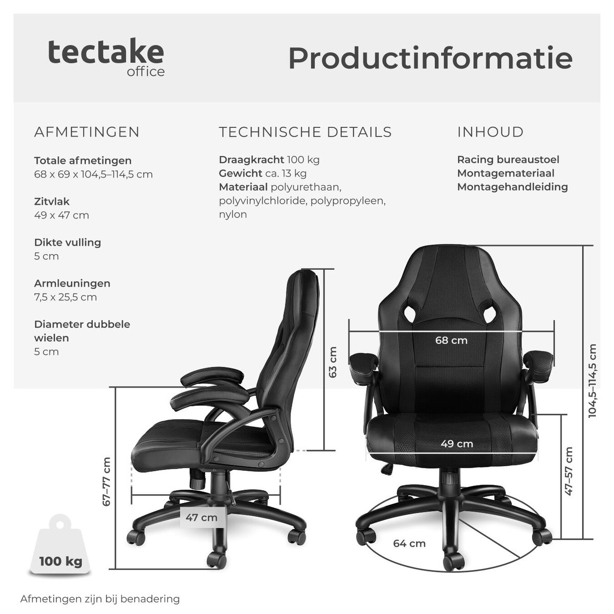 tectake Racing bureaustoel - Gamestoel met schommelfunctie - afbeelding 3