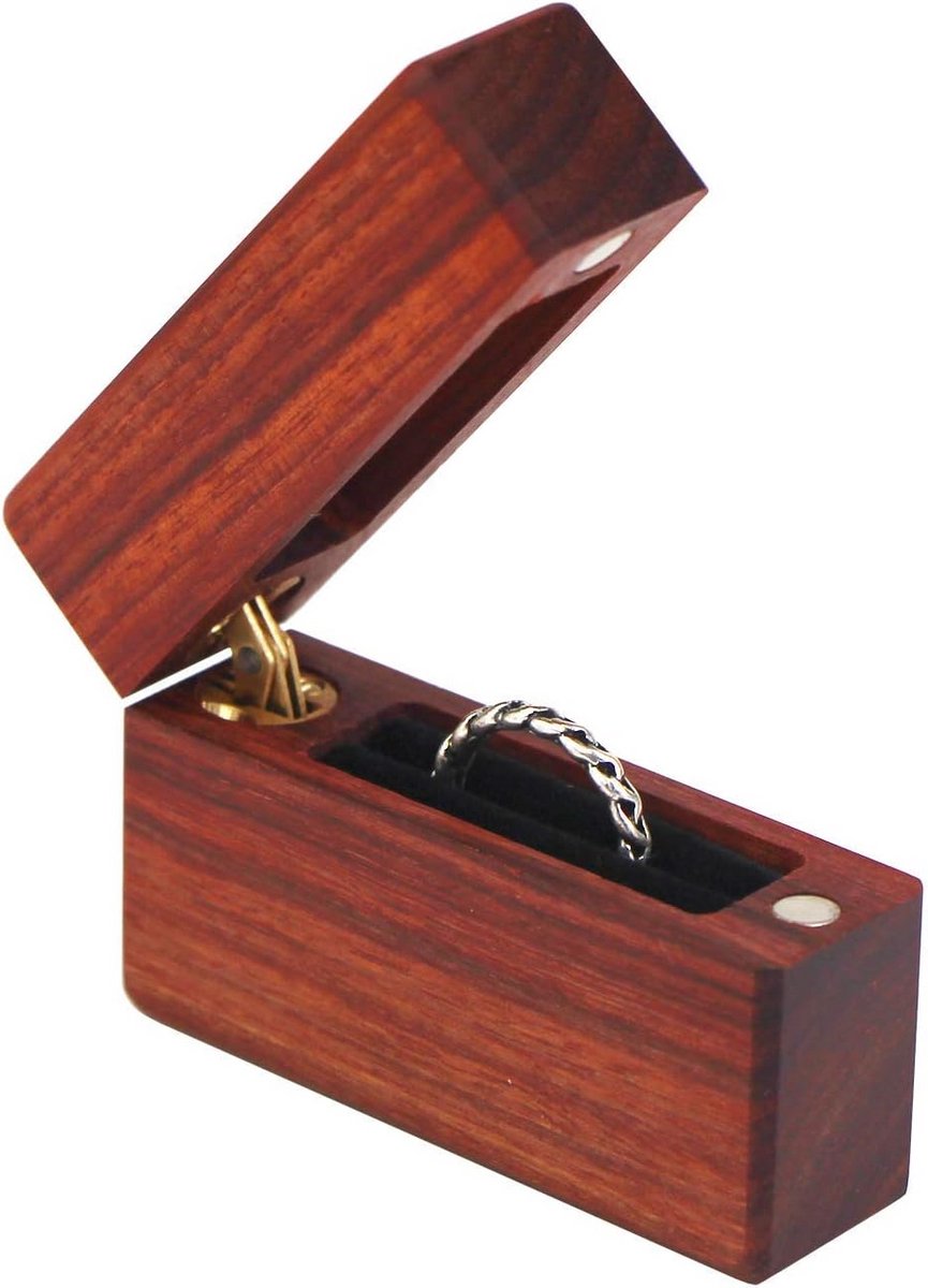 Draagbare Houten Ringendoos voor Verloving en Huwelijk