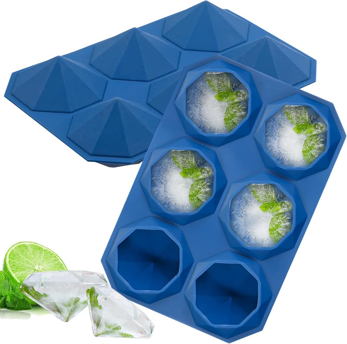 Set van 2 Grote Siliconen IJsklontjesvormen 6cm voor Whisky en Cocktails