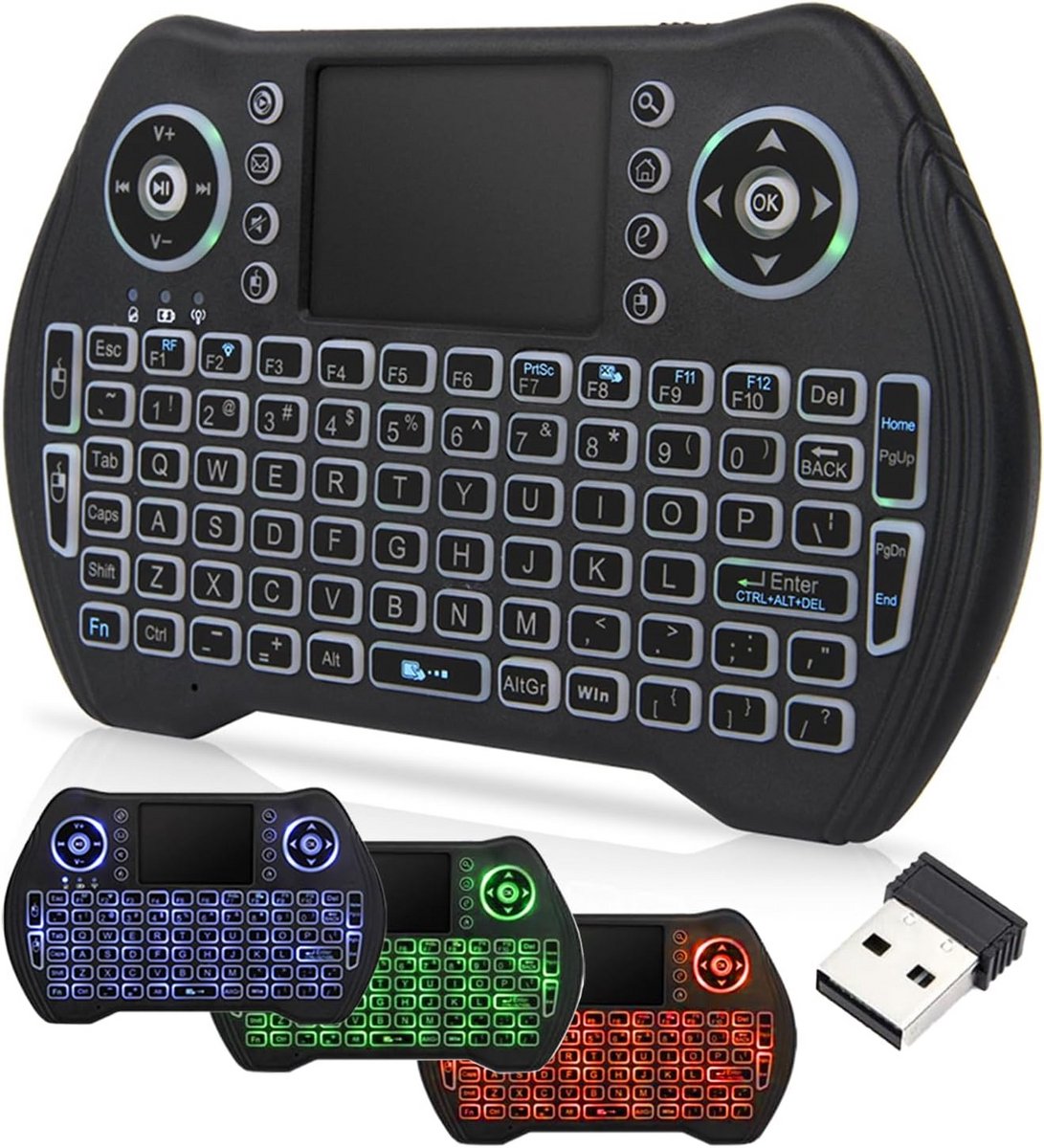 Draadloos Mini Toetsenbord met Touchpad en Achtergrondverlichting voor Smart TV en PC