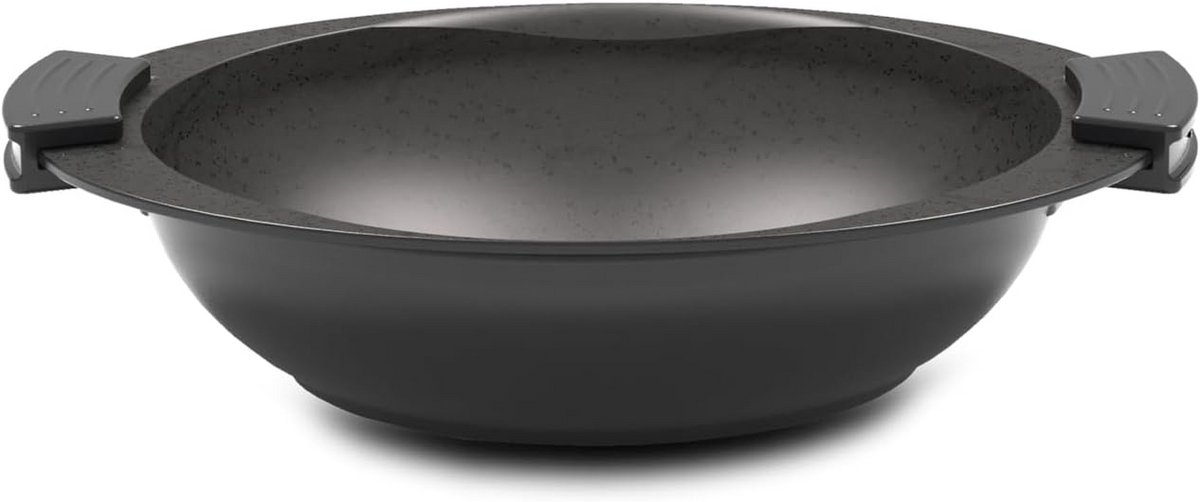Wokpan met 2 handgrepen 28 cm aluminium Zwart