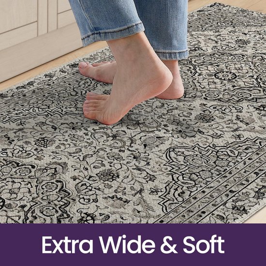 DEXI Tapijtlopers voor hal 60 x 210 cm, Antislip Lange Vintage Ganglopers Wasbare, Absorberende Dunne Bloemen hal loper voor Keuken, Wasserij, Entree