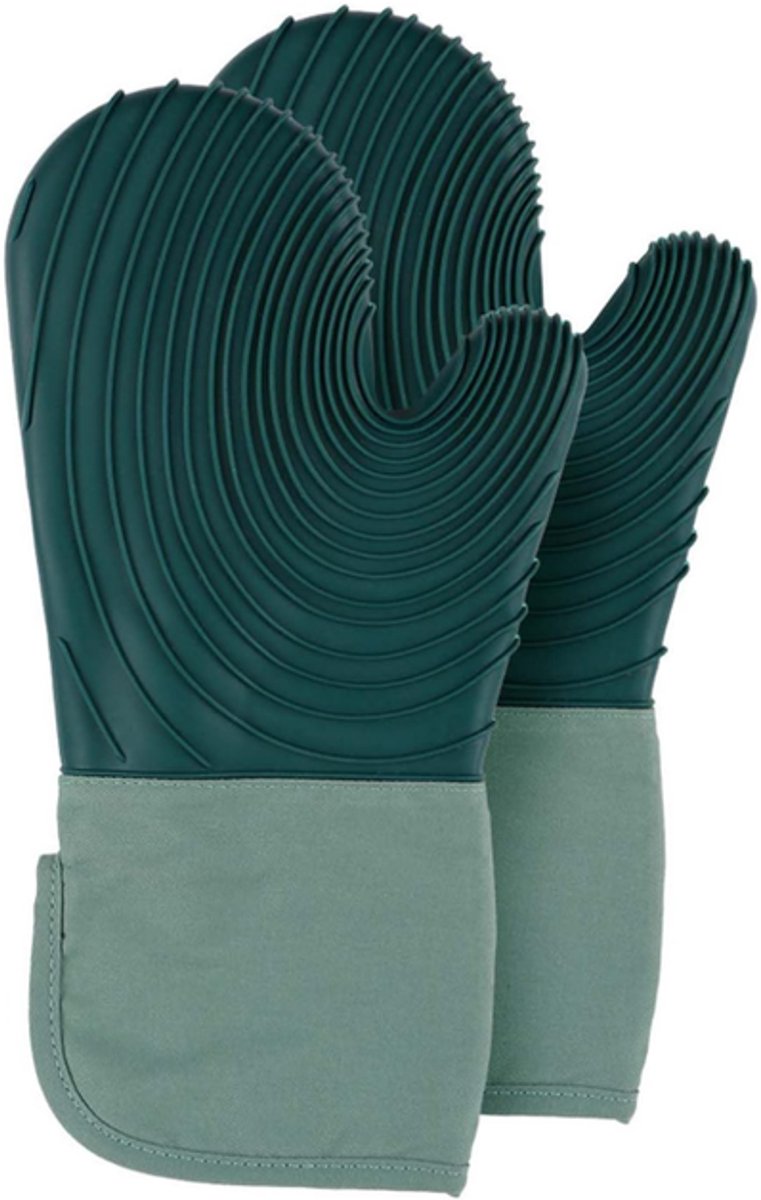 Een paar keukenhandschoenen - Keukenhandschoenen - ovenwanten - ovenhandschoenen - Siliconen handschoenen - Hittebestendige handschoenen - Bakhandschoenen - Groen