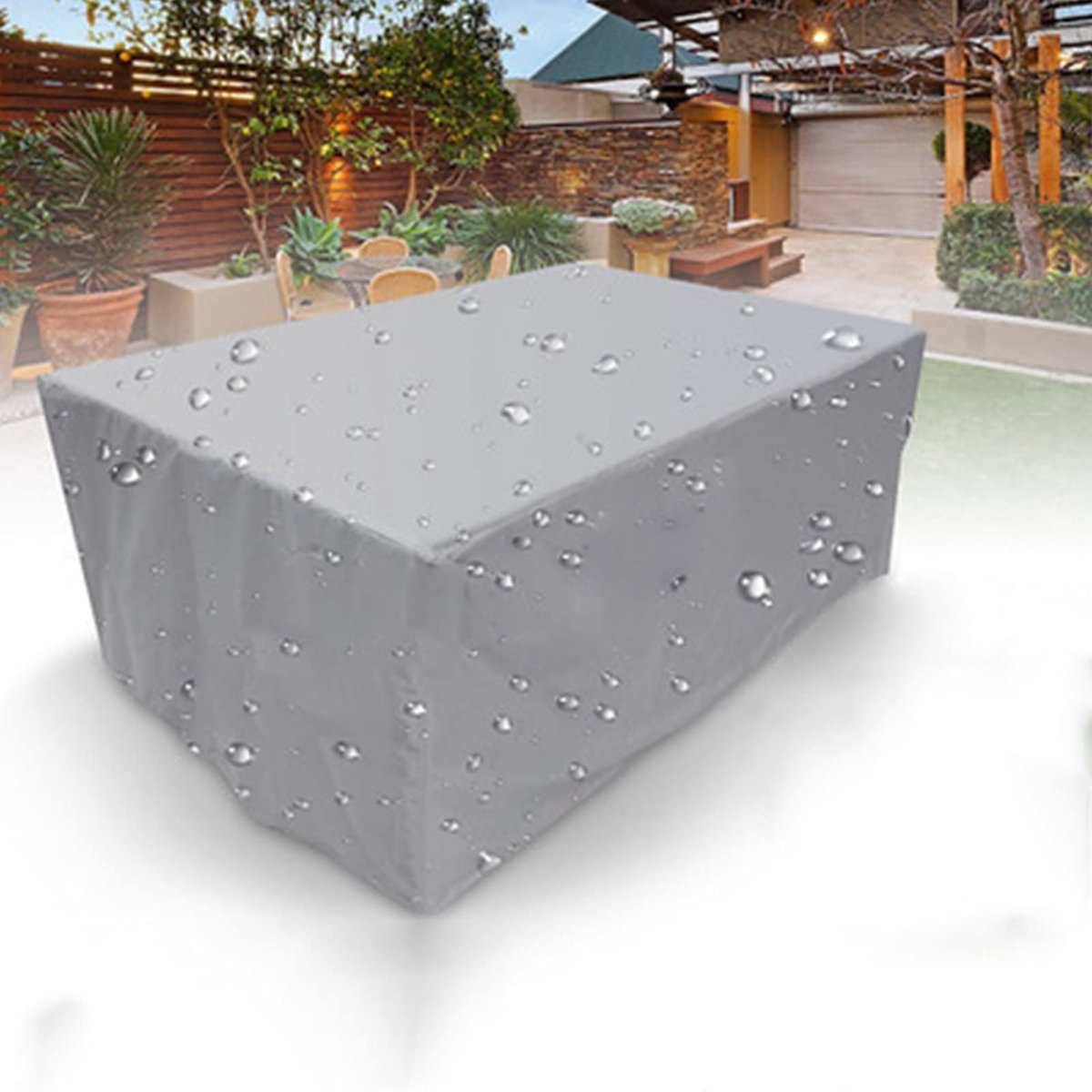 Ynkkvre tuinmeubelhoes – 205×104×71 cm rechthoekige polyester beschermhoes – waterdicht stofdicht UV-bestendig – voor tuinstoel of tuintafel Grijs