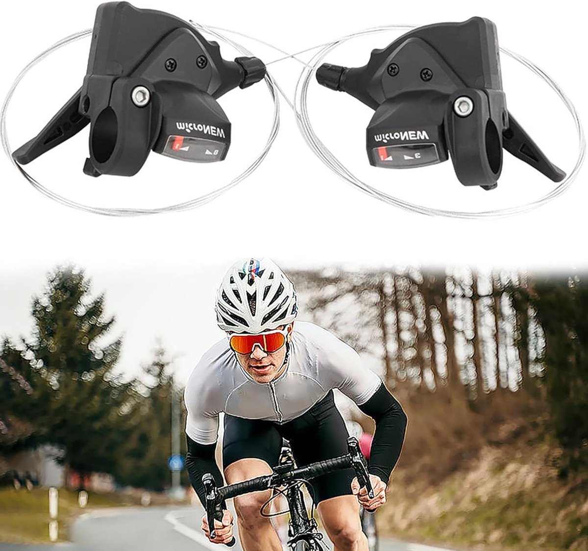 Ronte - Schakelset 3x8 2 Stuks - 8 Versnellingen Remhendel Set Voor Mountainbikes, Racefietsen en Vouwfietsen