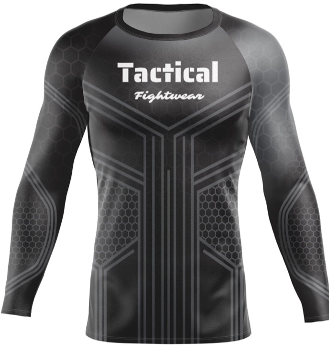 Tactical Fightwear Rashguard Lange Mouw – Compressieshirt voor MMA, BJJ & Kickboksen – Zwart – S