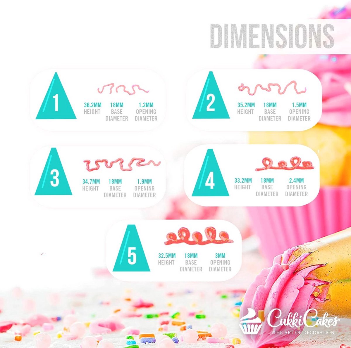 Stunq® Set van 5 professionele spuitmonden voor koekjes en taarten, compatibel met spuitzak