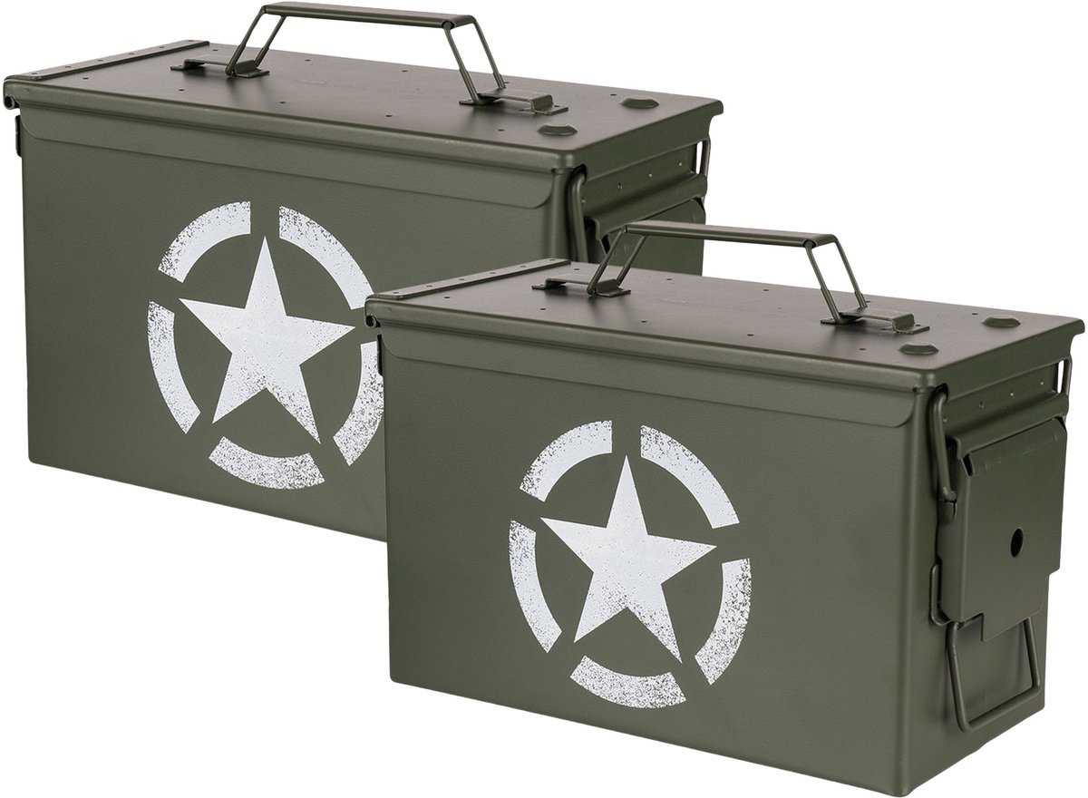 Fosco industries opberg box - 2x - groen - 7,1 liter - 30 x 15 x 19 cm - staal