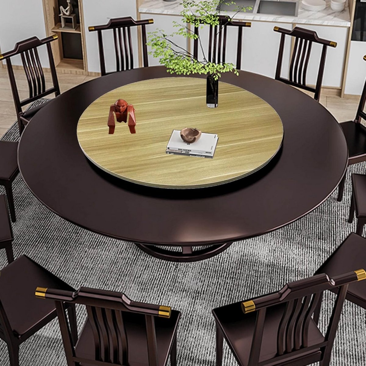 Ronde Houten Draaiplateau voor Eettafel en Keukenorganizer