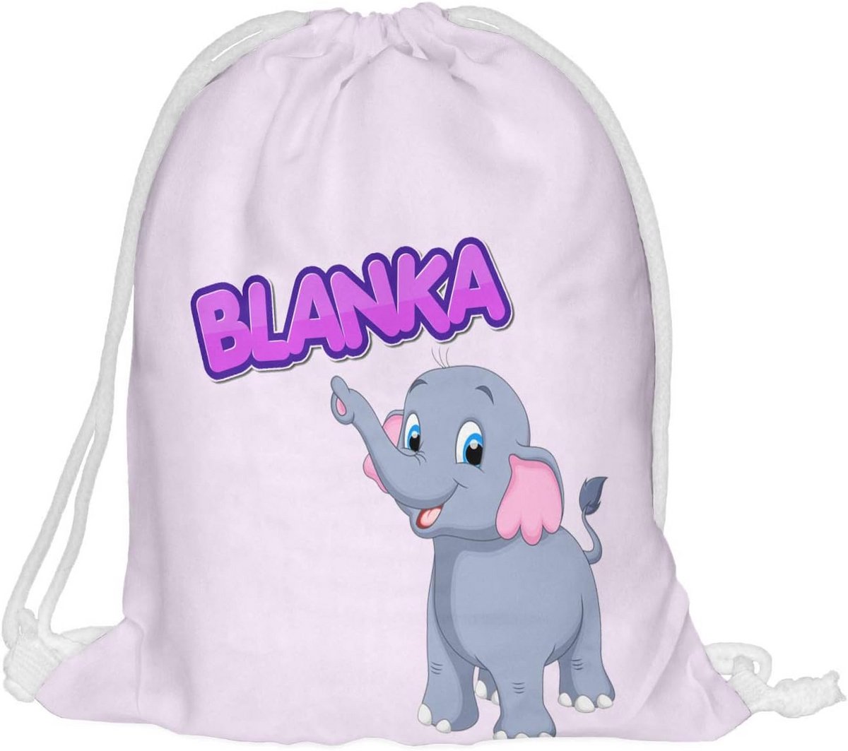 Gepersonaliseerde Gymtas voor Kinderen met Naam en Olifant Opdruk - Roze Sporttas
